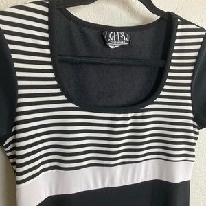 Vintage 90s Black and White Mini Dress